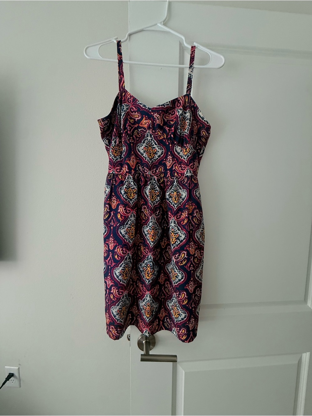 J. Crew Navy Paisley-Print Spaghetti Strap Mini Dress